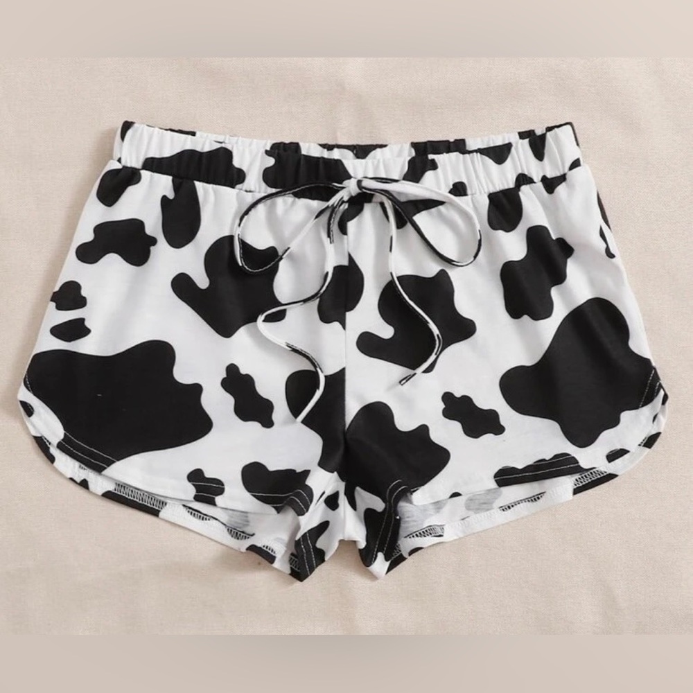 Knit waist Cow Print Shorts